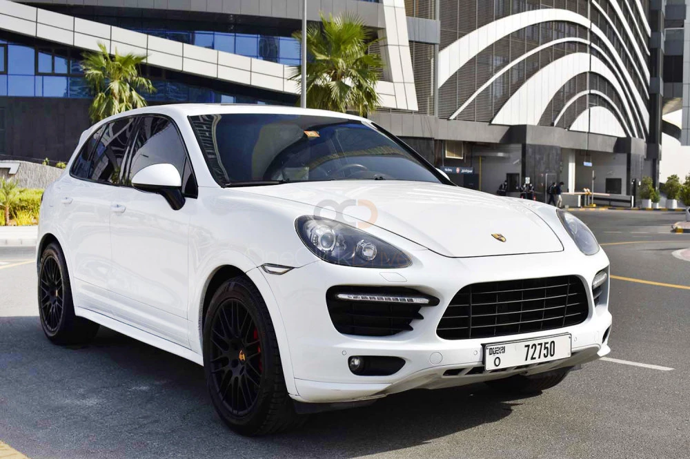 White Porsche Cayenne GTS 2015 for rent in Dubai 1